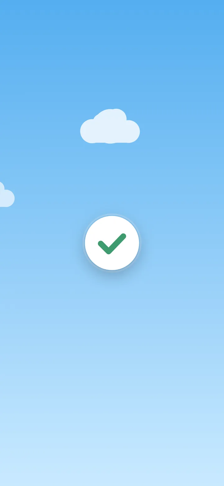 Blue sky with a large white check mark in the middle